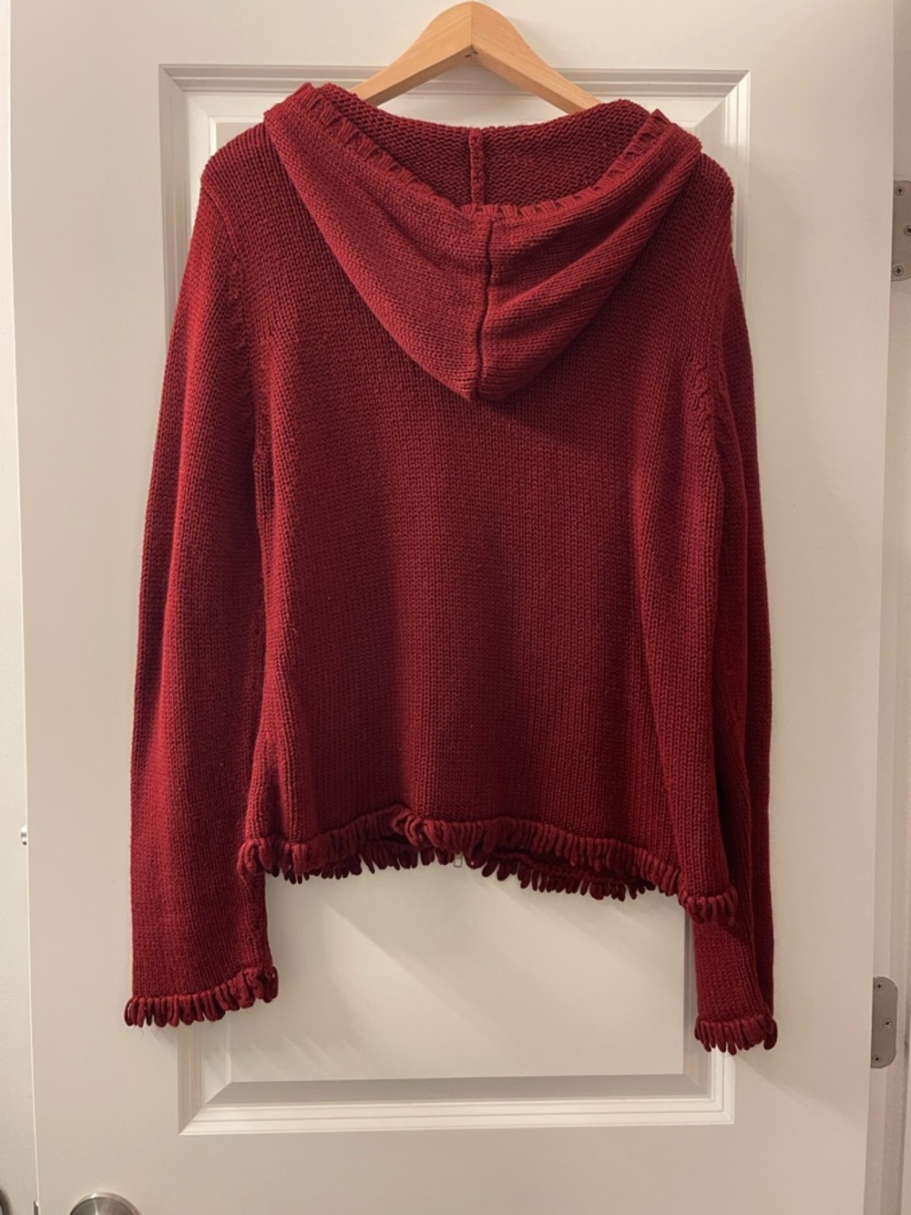 Faded Glory Red Cable-Knit Zip Hoodie Cardigan - Picture 2 of 3